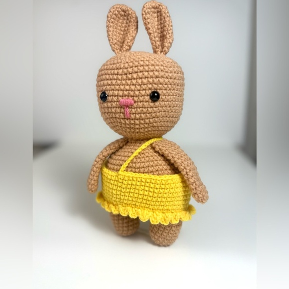 Bunny with Yellow Skirt Handmade Crochet Doll